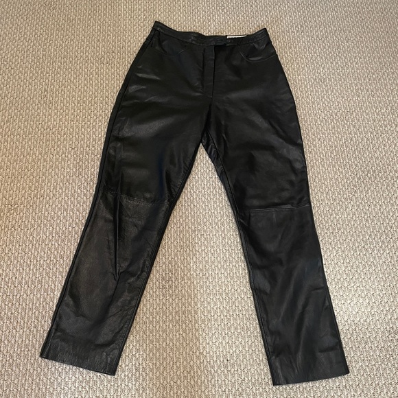 Benard Couture Black Leather Pants Size 8 - Picture 1 of 2